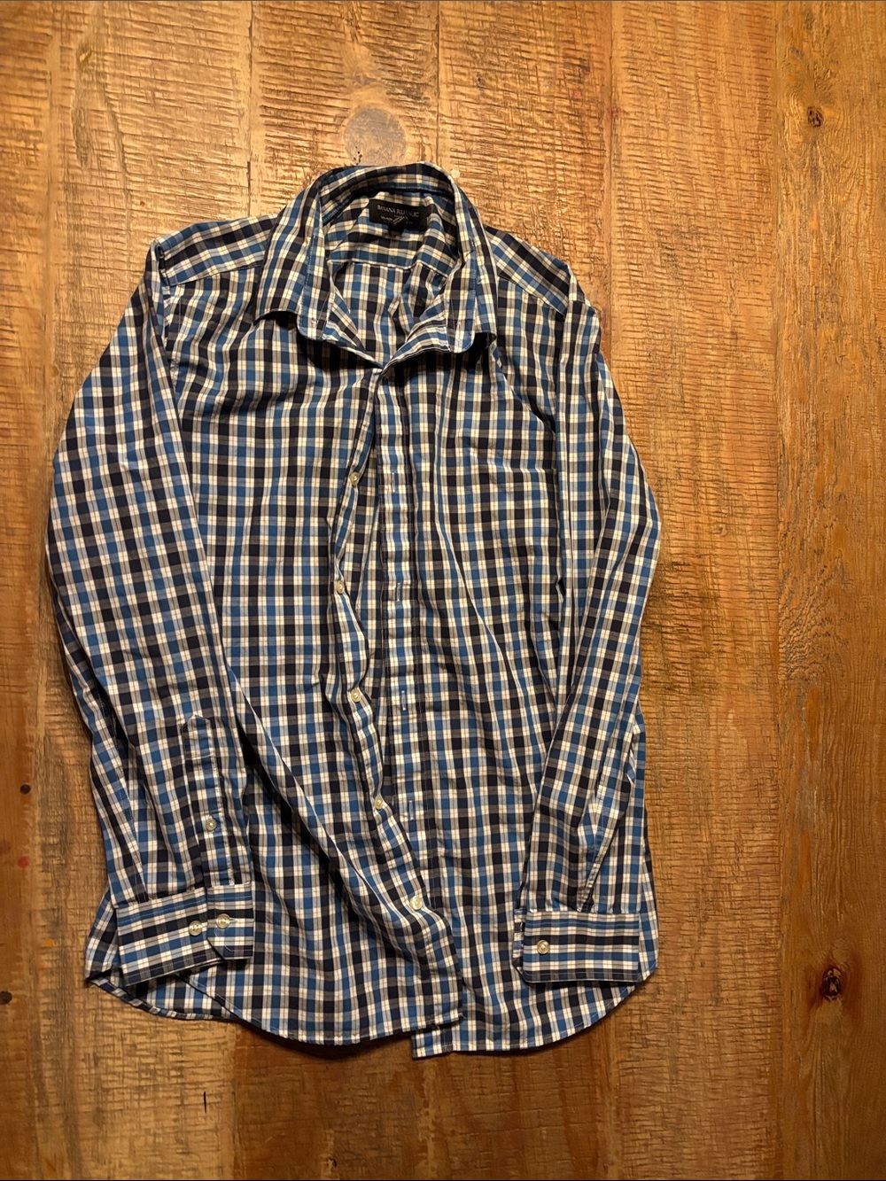 Banana Republic Blue and White Check Button-Down Shirt